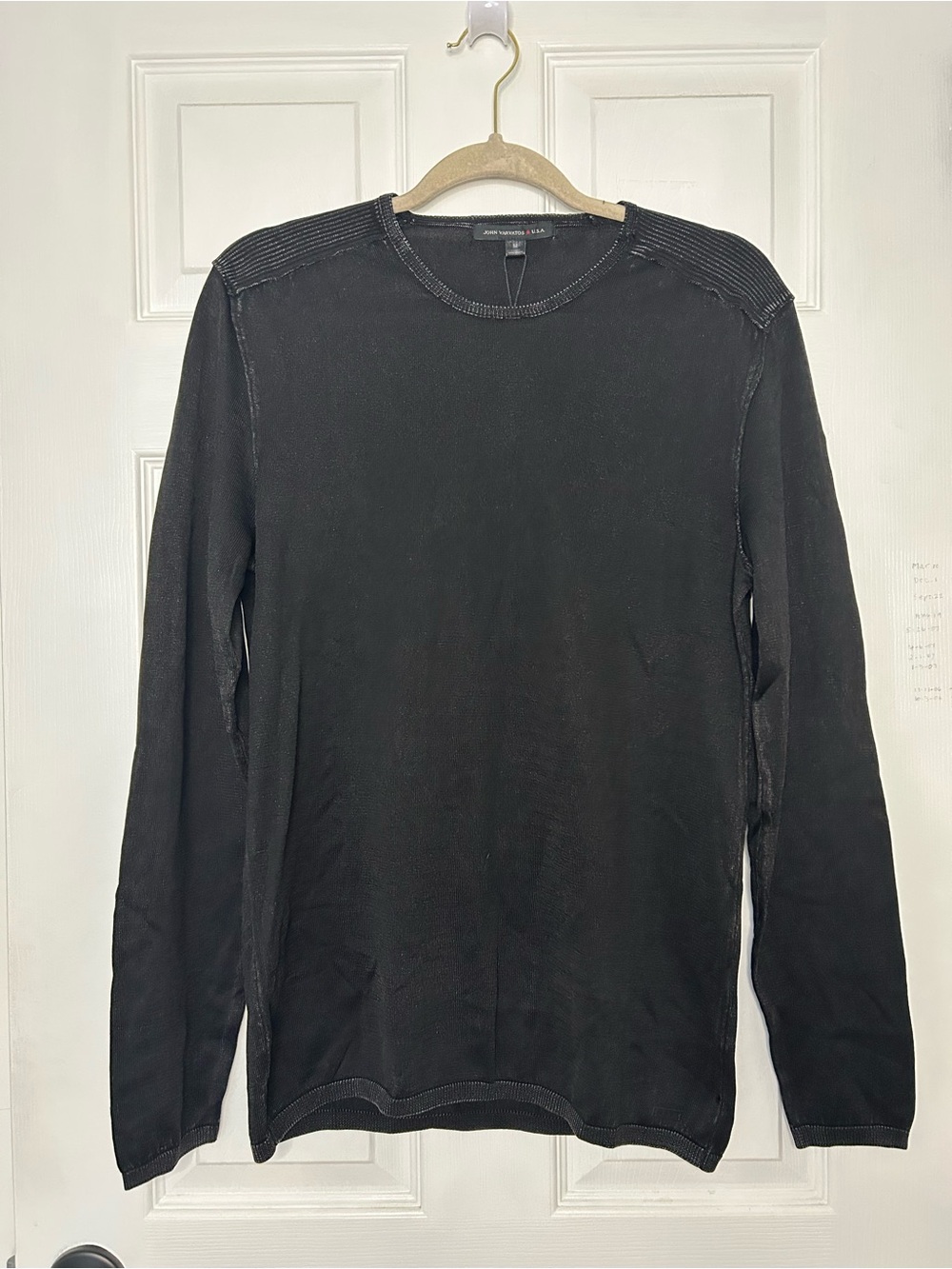 John Varvatos Flawed Walter Long Sleeve Acid Wash Crewneck T-Shirt - Picture 4 of 15